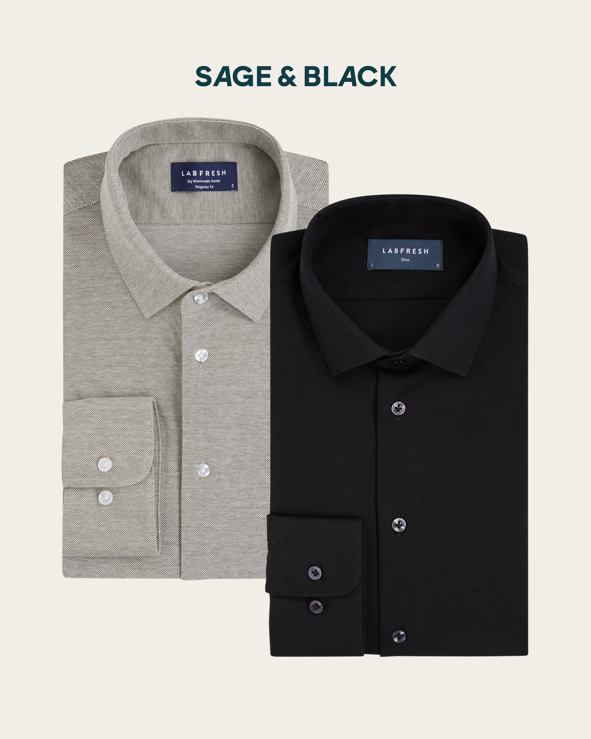 Knitted shirt 2-pack bundle | Sage & Black