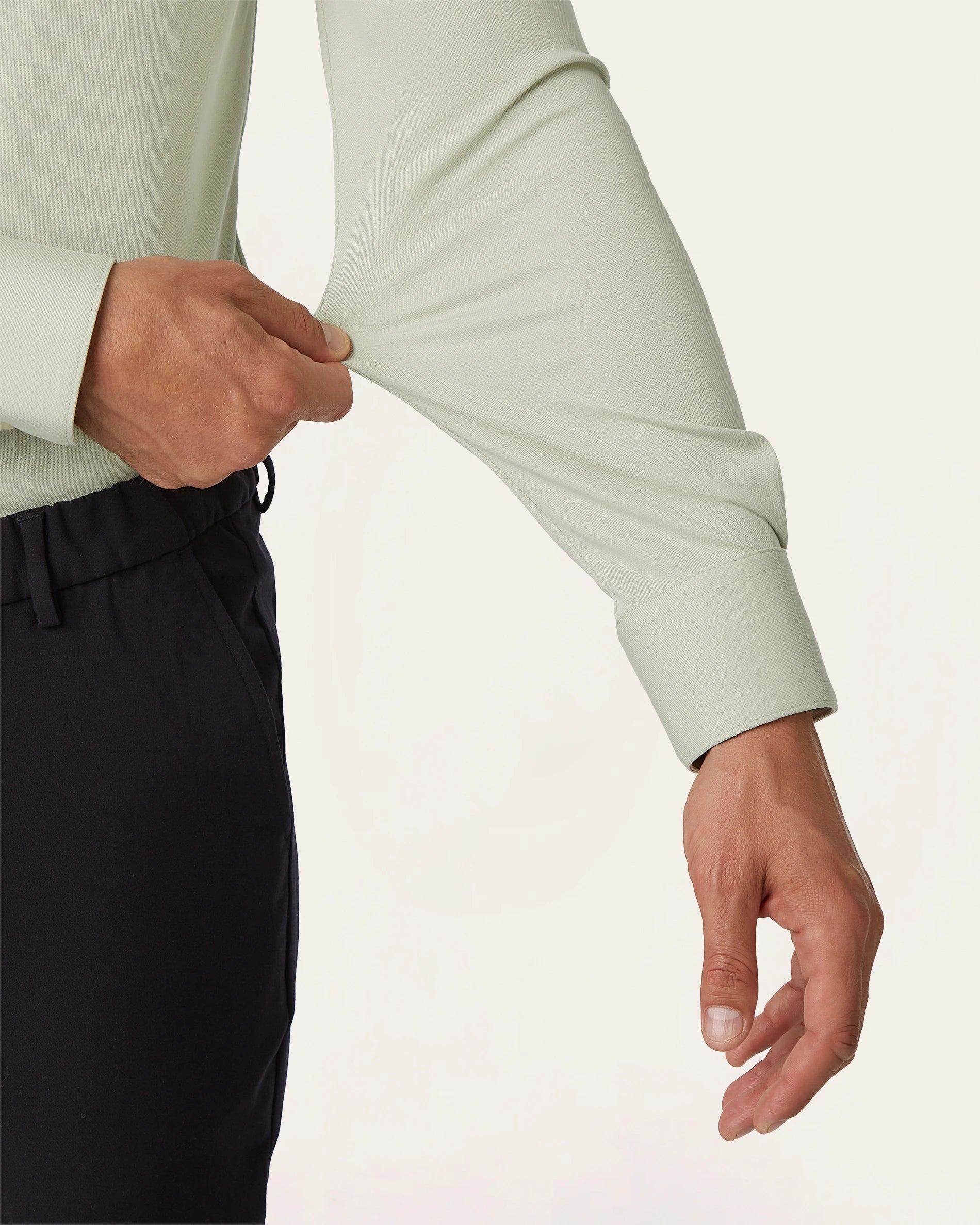 Knitted non-iron shirt Sage