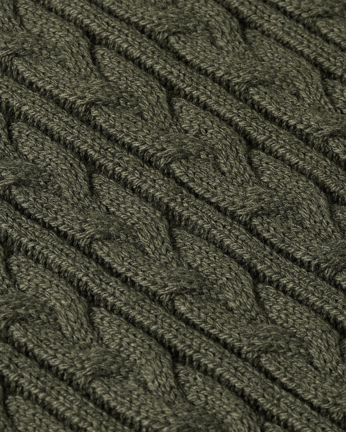Heavy Seawool Cable Crewneck Dark Olive