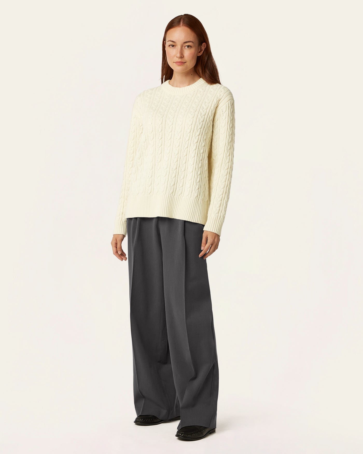 Heavy Seawool Cable Crewneck - Off White