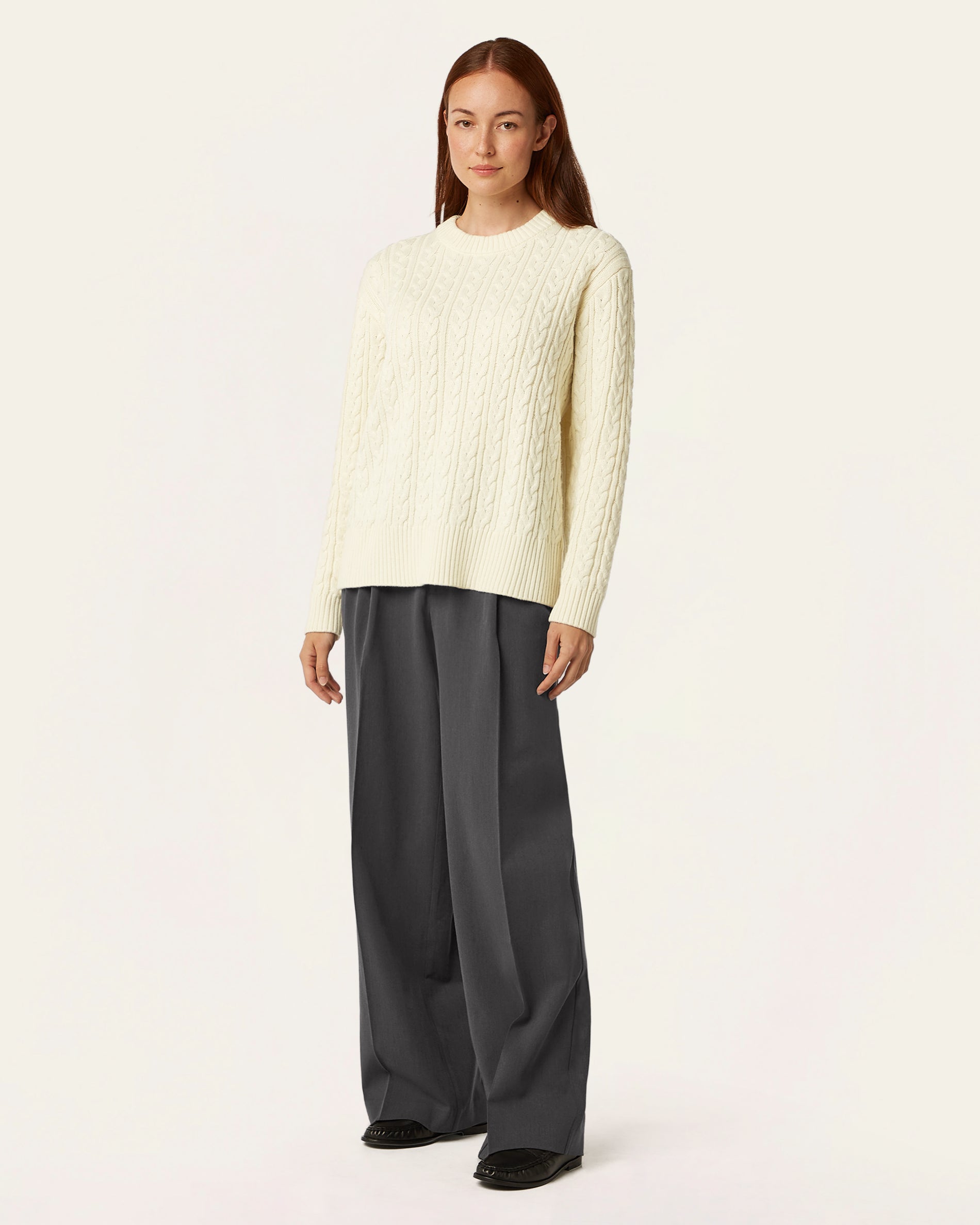 Heavy Seawool Cable Crewneck - Off White