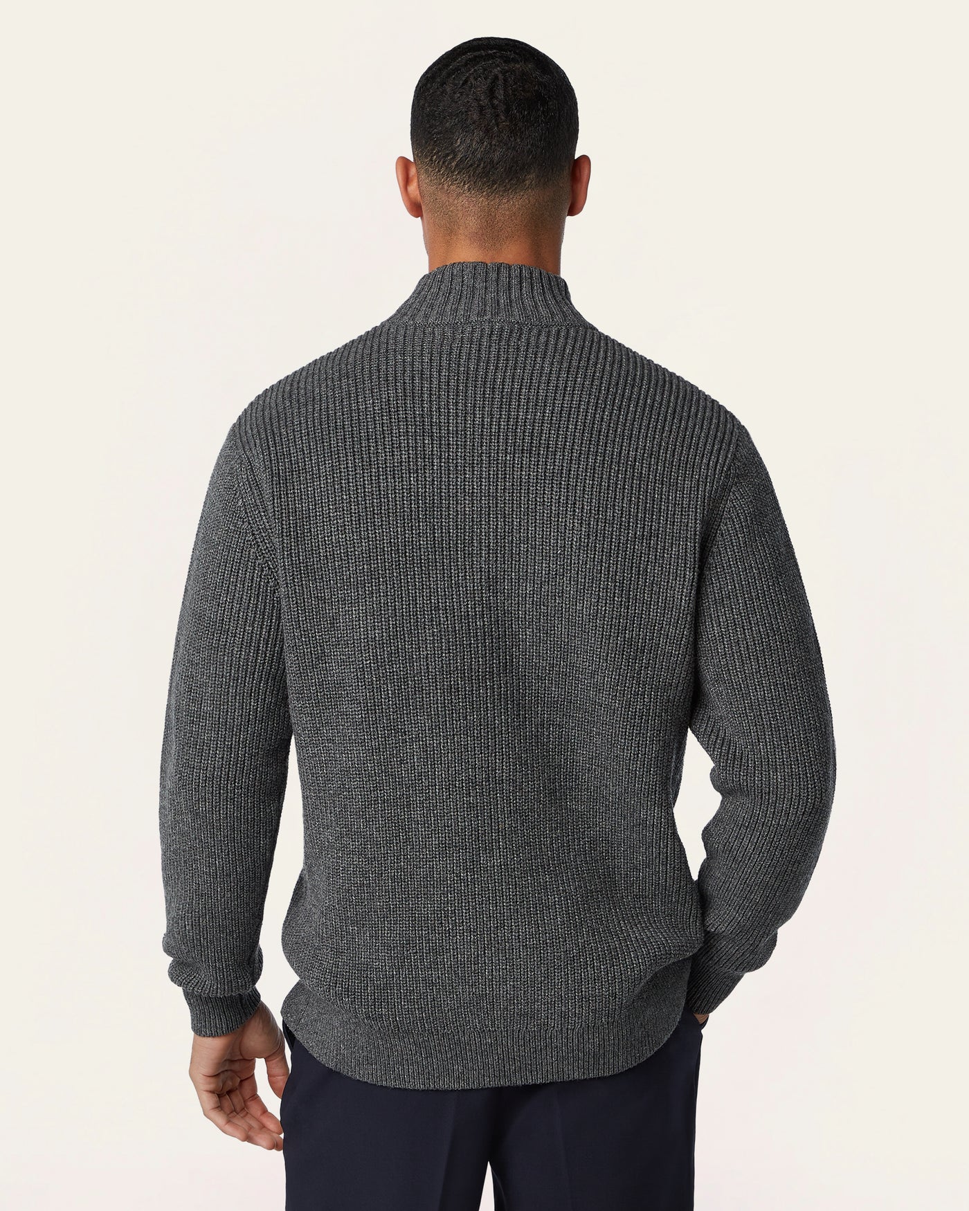 Heavy Seawool Full Zip Cardigan Dark Grey