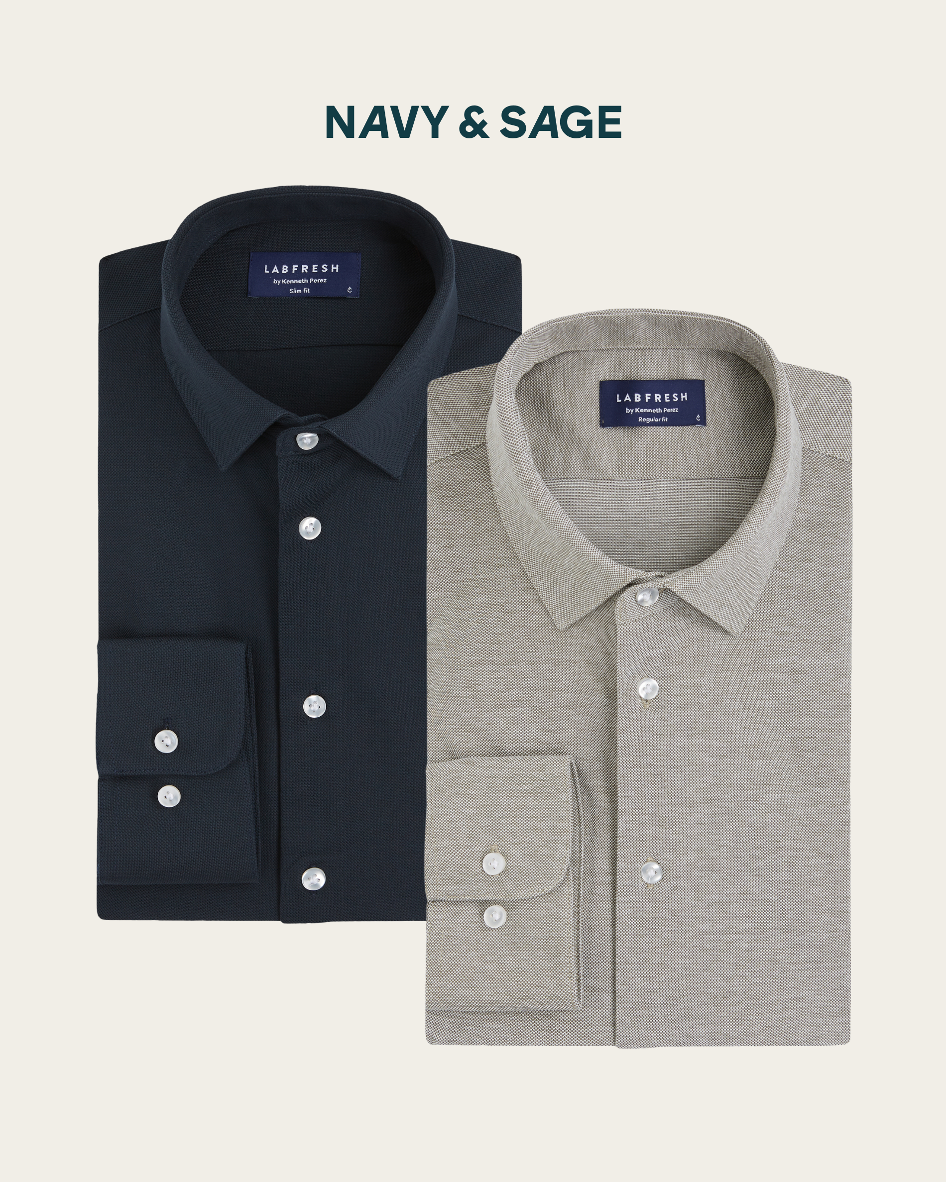 Knitted shirt 2-pack bundle | Navy & Sage