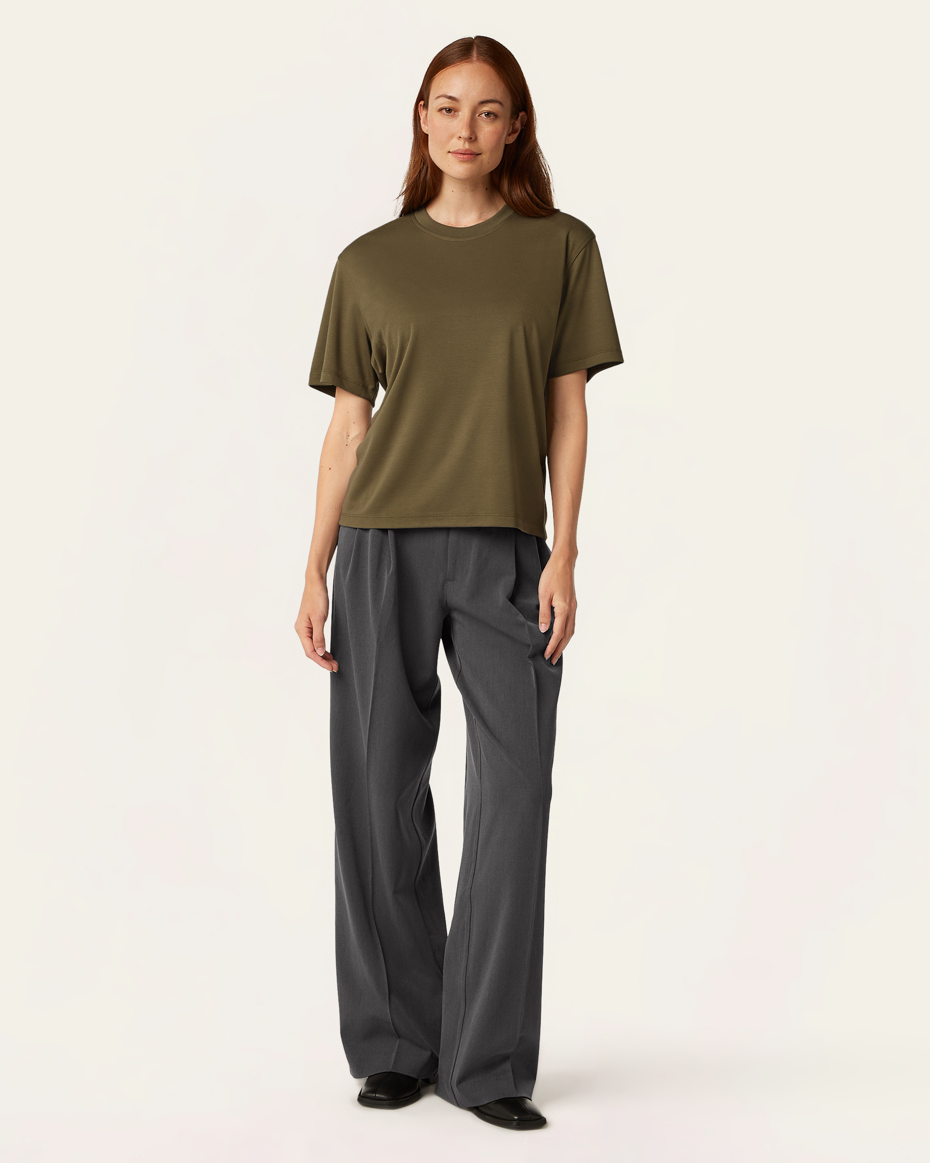 Interlock Boxy Fit T-shirt - Olive