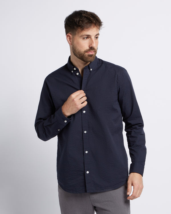 Seersucker shirt Navy