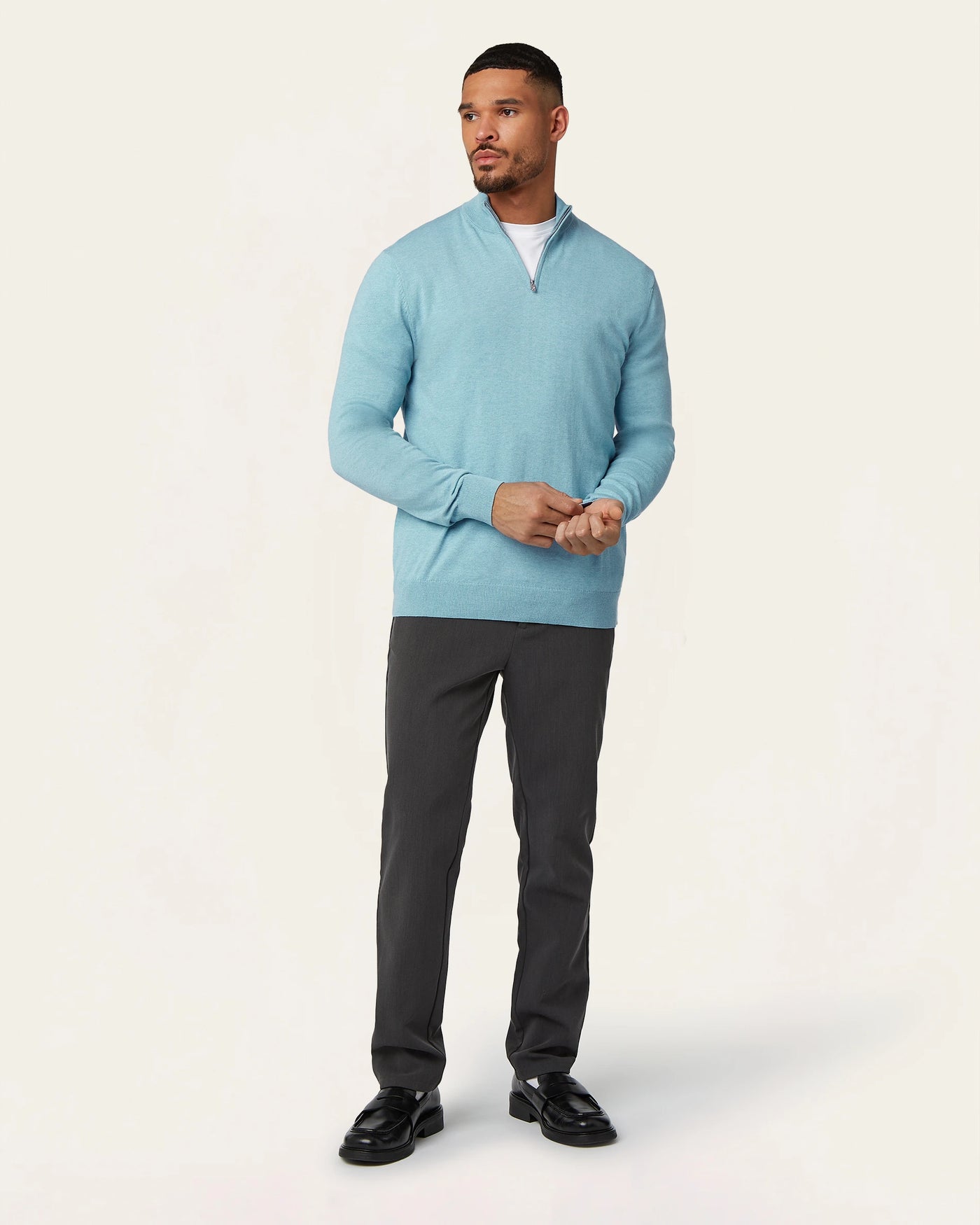 Seawool Half Zip Light Blue