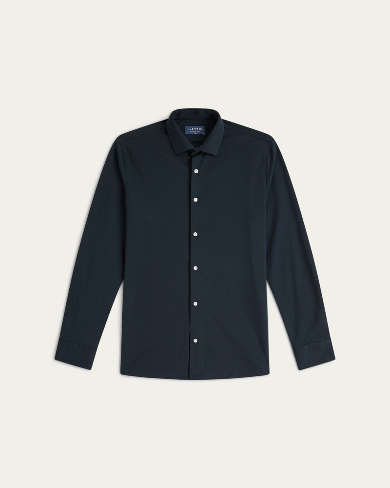 Knitted non-iron shirt navy