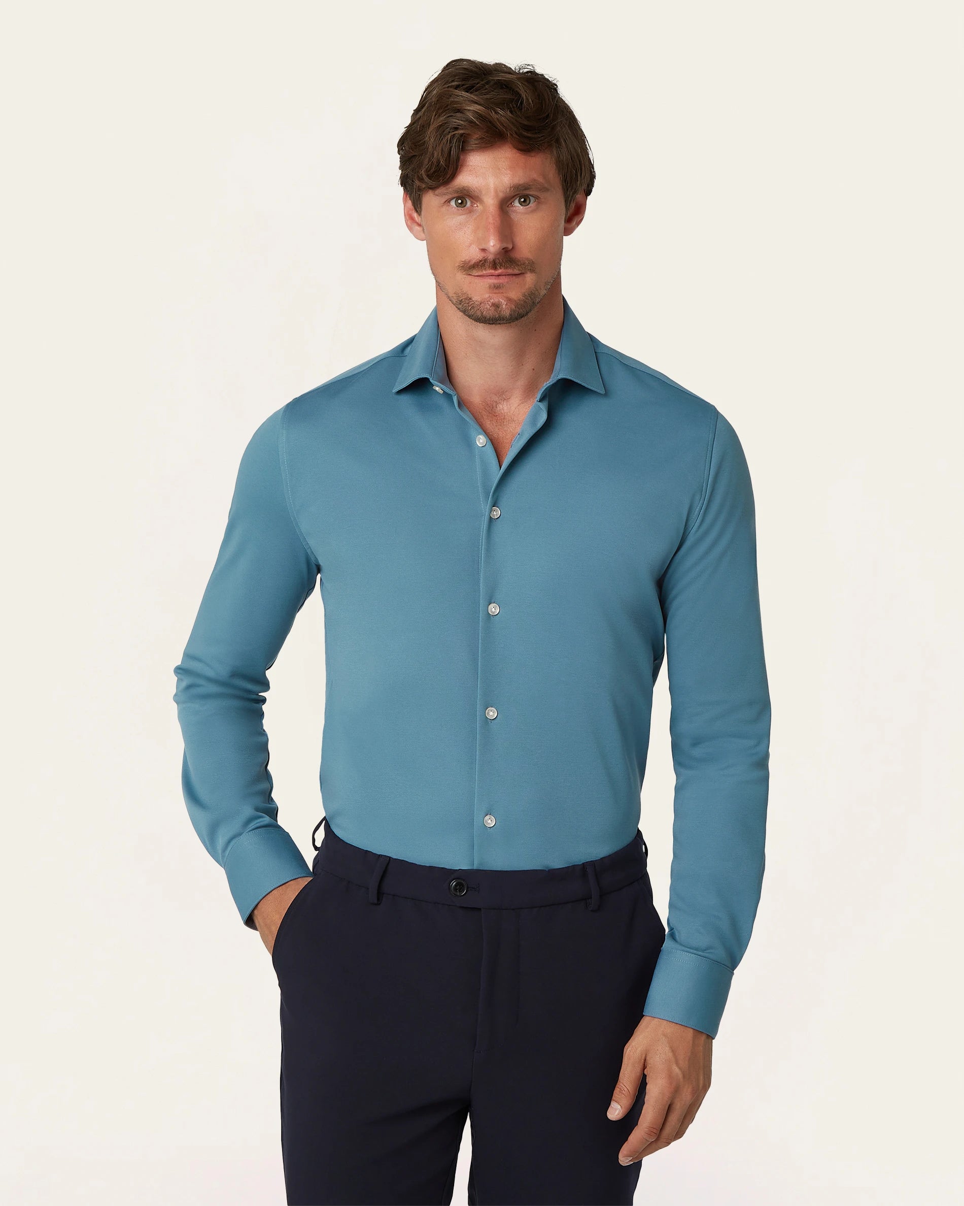 Knitted non-iron shirt Deep Blue