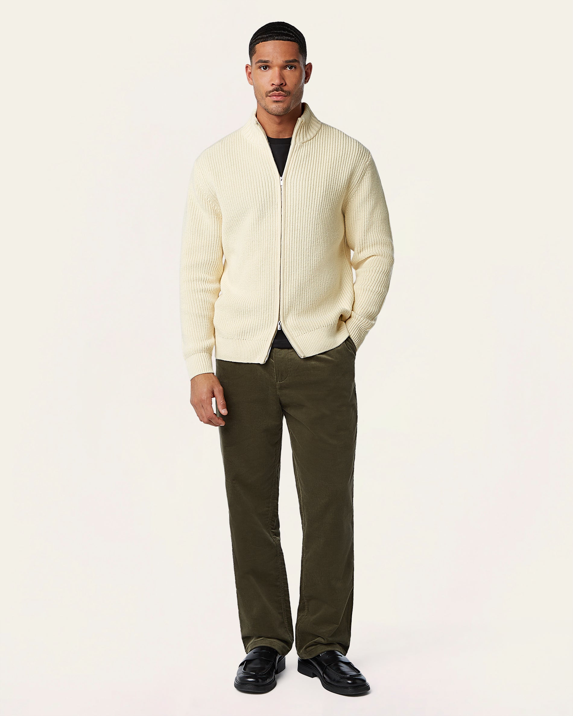 Heavy Seawool Full Zip Cardigan Off White