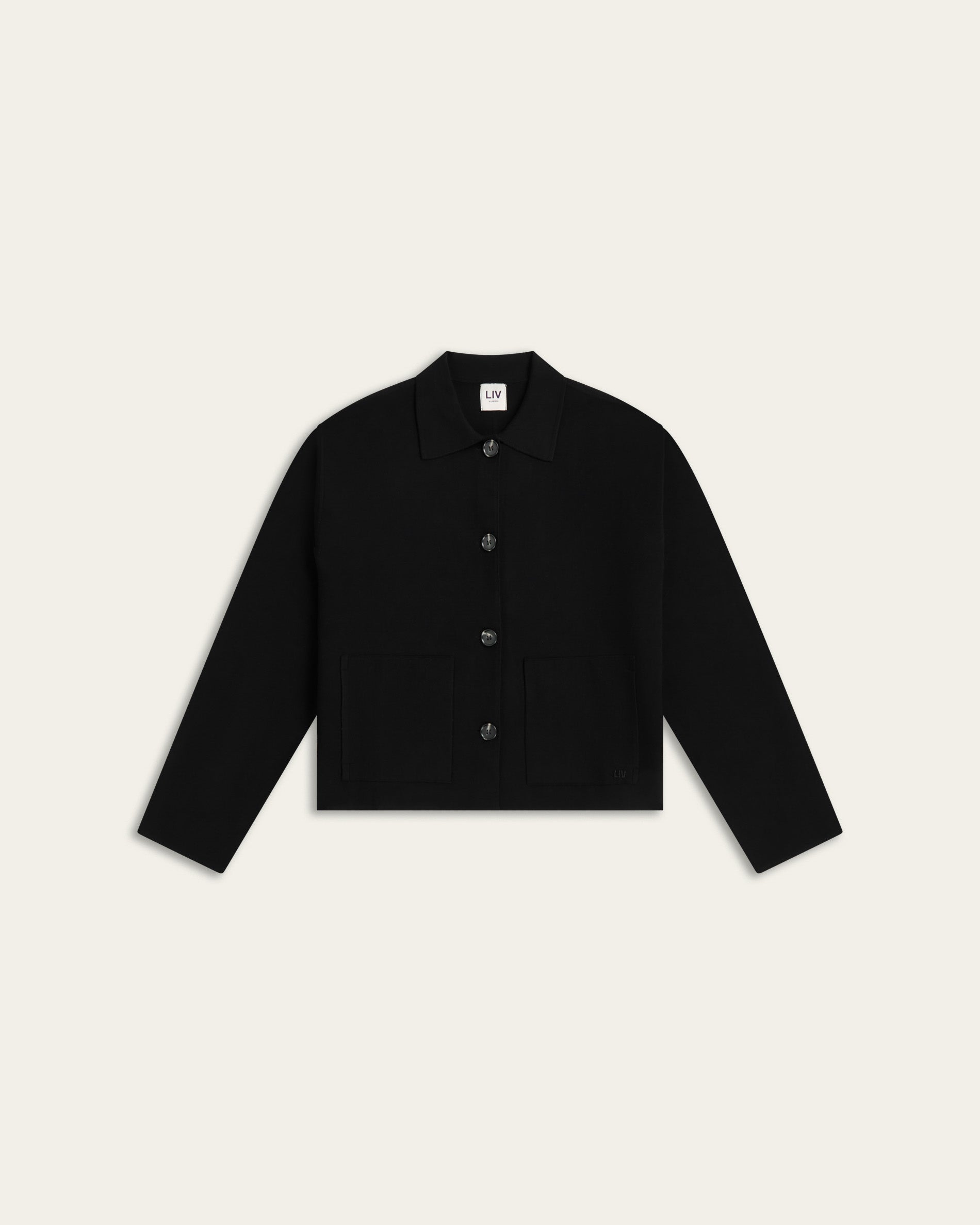 Boxy Jacquard Cardigan - Black