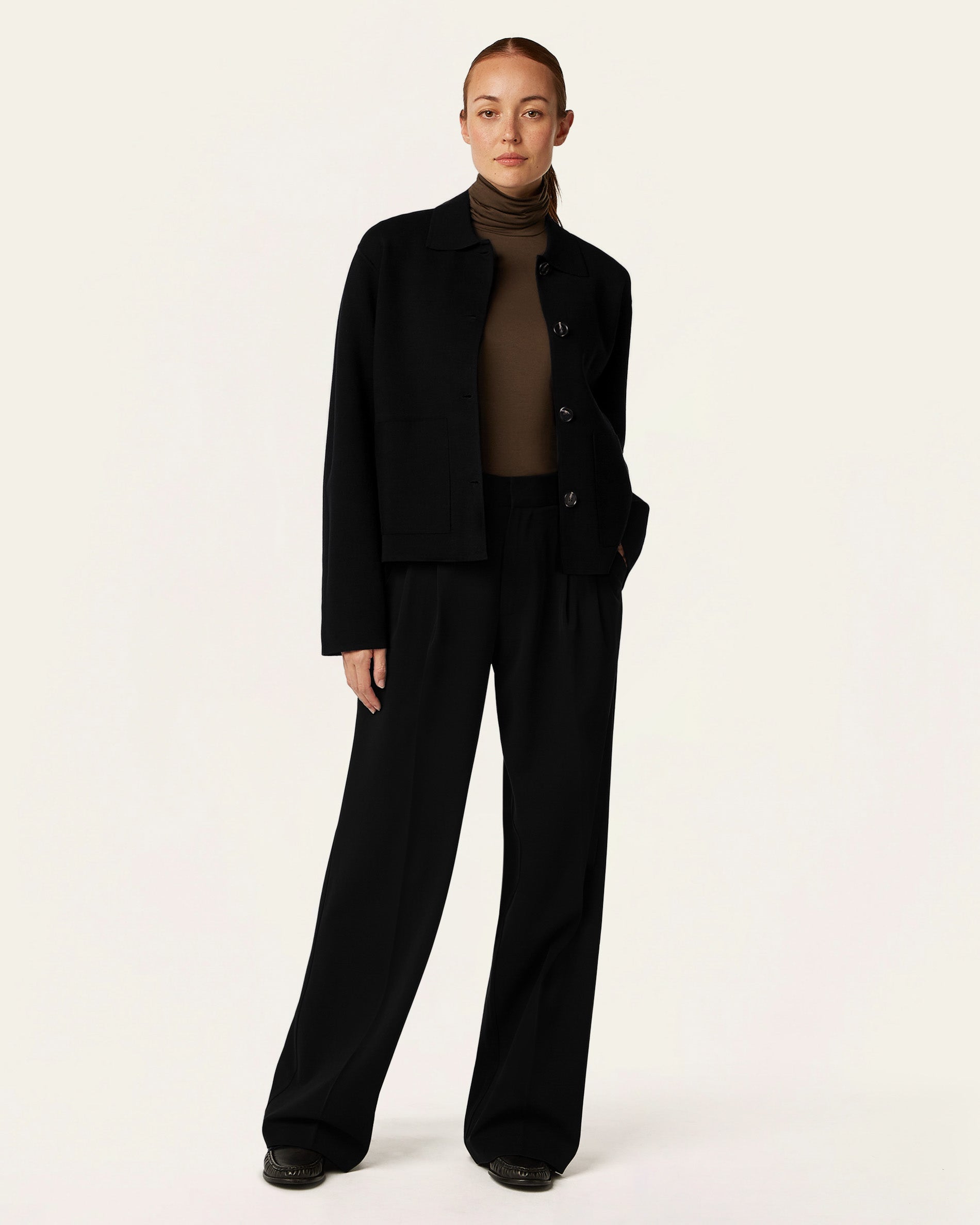 Boxy Jacquard Cardigan - Black