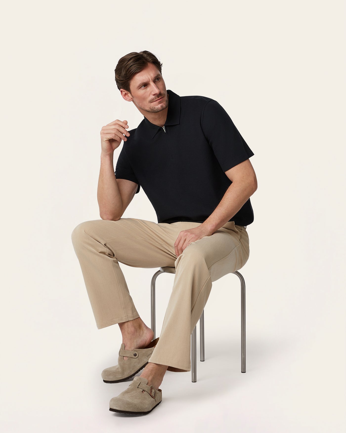 Relaxed Zip Polo Navy