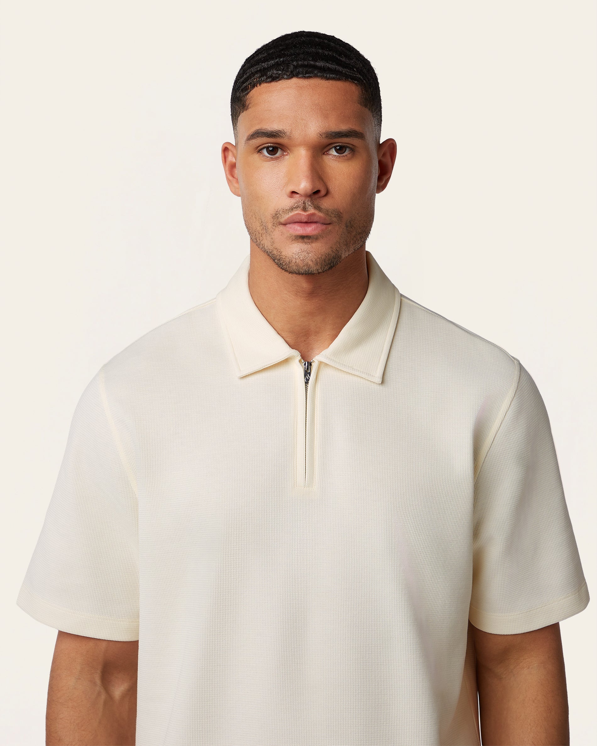 Off White Relaxed Fit Zip Polo – Odour Resistant | LABFRESH Off White Relaxed Fit Zip Polo – Odour Resistant | LABFRESH
