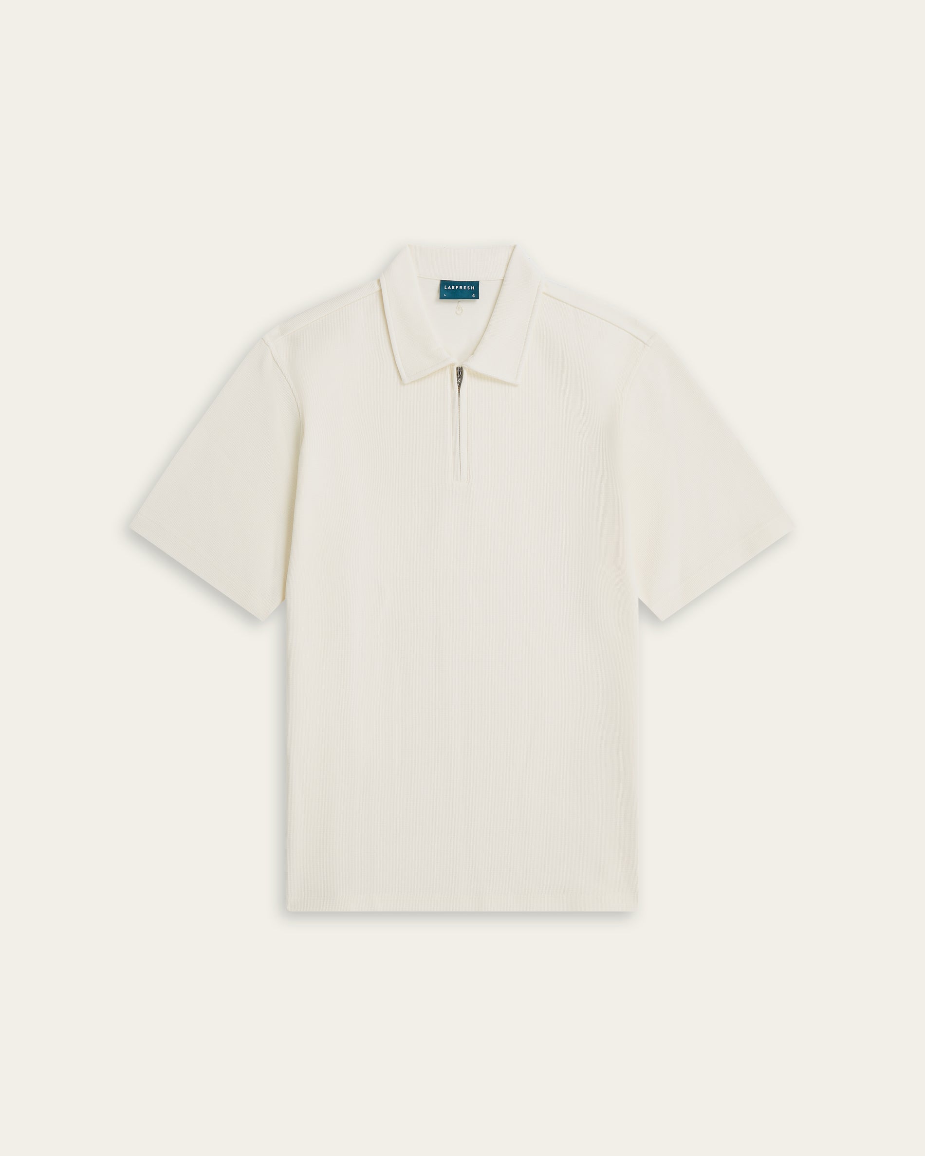Off White Relaxed Fit Zip Polo – Odour Resistant | LABFRESH