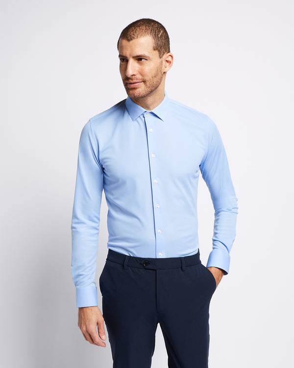 Non-iron stretch shirt blue