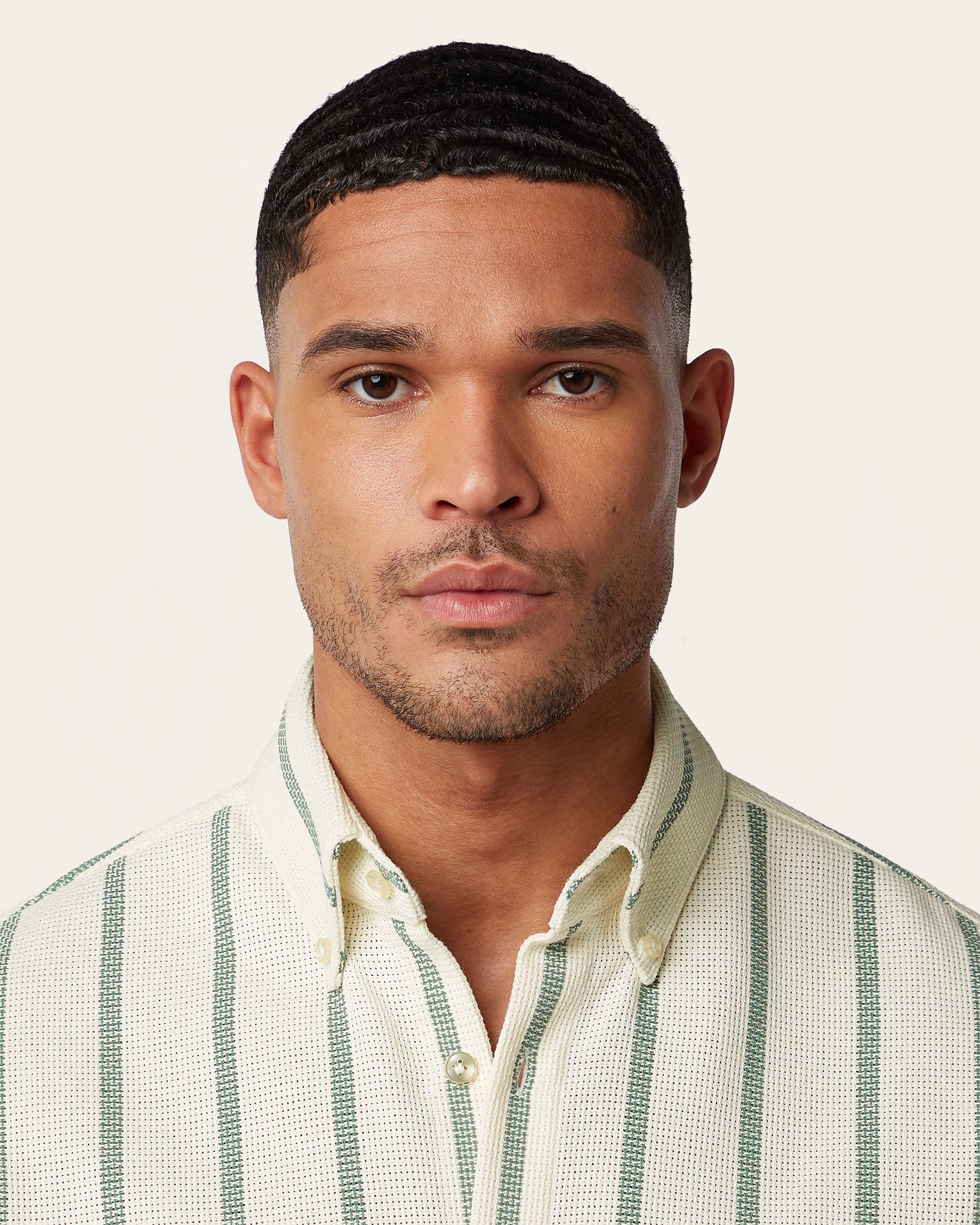 Short Sleeve Shirt Off White / Dark Green