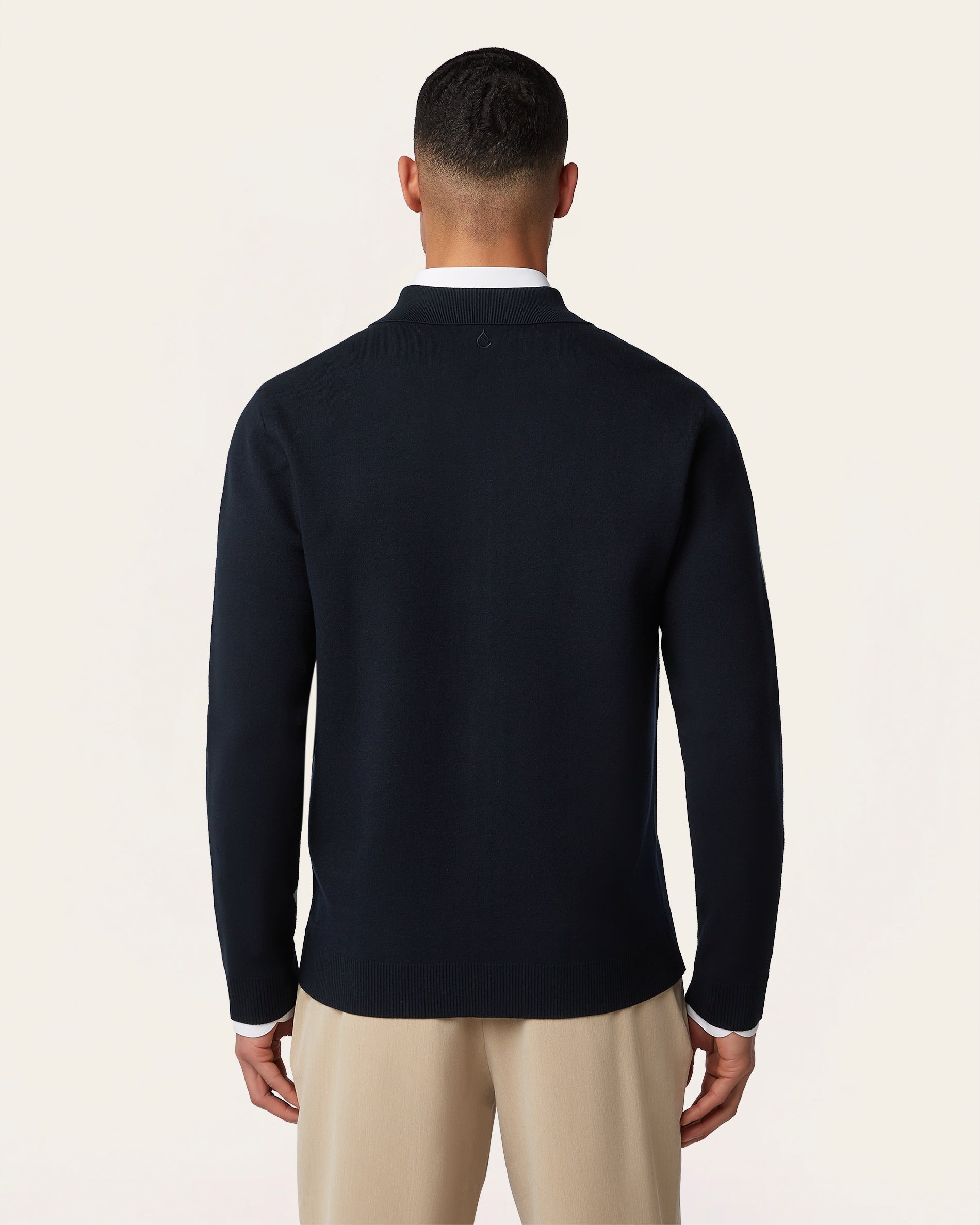 Navy Full Zip Jacquard Cardigan | LABFRESH