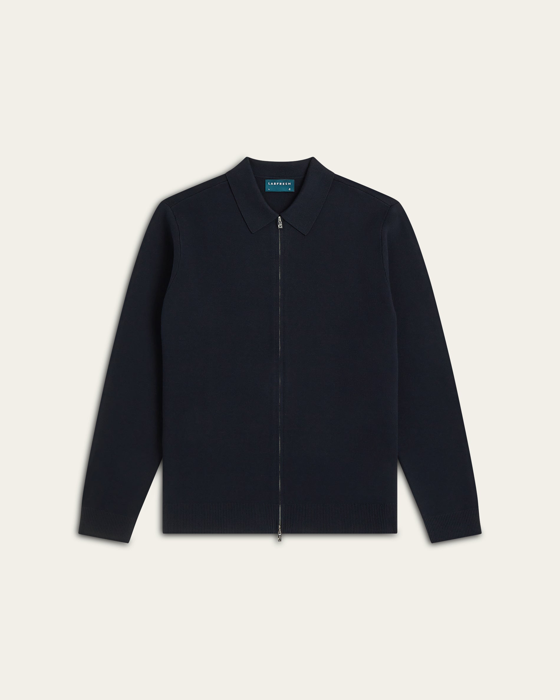 Navy Full Zip Jacquard Cardigan | LABFRESH