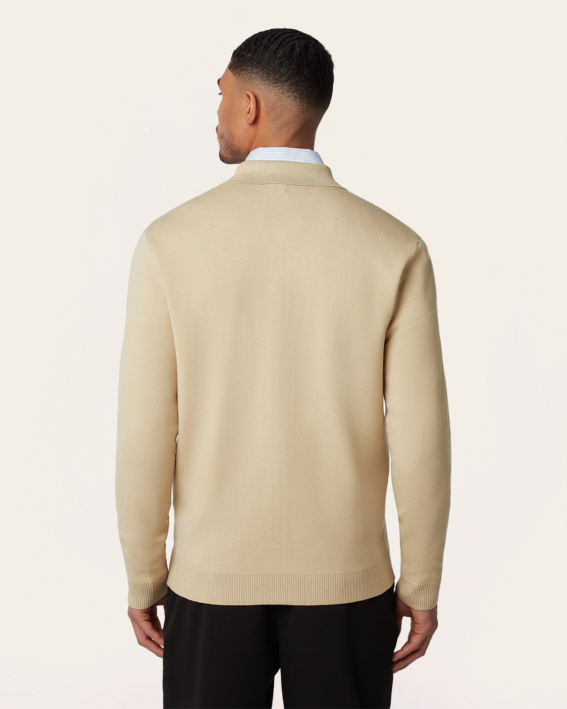 Sand Full Zip Jacquard Cardigan | LABFRESH